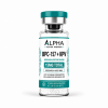 Alpha Peptide Research BPC-157 + KPV Blend 15mg laboratory research vial with teal Healing Peptides branding.