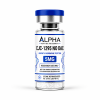 Alpha Peptide Research CJC-1295 No DAC 5mg Growth Hormone lyophilized research peptide vial with royal blue DNA helix graphics for scientific and laboratory research.
