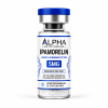 Alpha Peptide Research Ipamorelin 5mg Growth Hormone lyophilized research peptide vial with royal blue DNA helix graphics for scientific and laboratory research.
