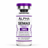 Alpha Peptide Research Semax 5mg Cognitive Peptide lyophilized research peptide vial with deep purple DNA helix graphics for scientific and laboratory research.