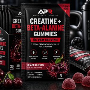 Creatine + Beta-Alanine Gummies 5g Black Cherry individual sachet with 5,000mg creatine monohydrate per serving.