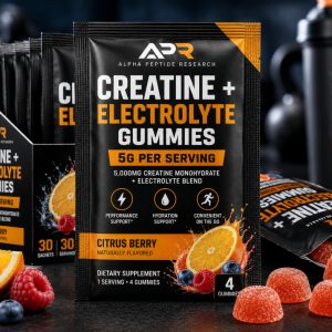Creatine + Electrolyte Gummies 5g Citrus Berry individual sachet with 5,000mg creatine monohydrate per serving.