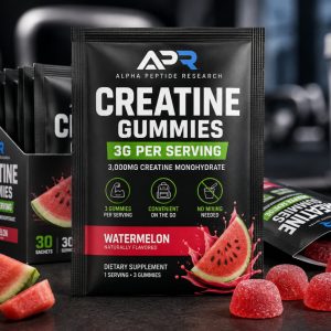 Creatine Gummies 3g watermelon-flavored dietary supplement sachets with 3,000mg creatine monohydrate per serving.
