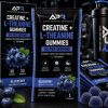 Creatine + L-Theanine Gummies 5g Blueberry individual sachet with 5,000mg creatine monohydrate per serving.