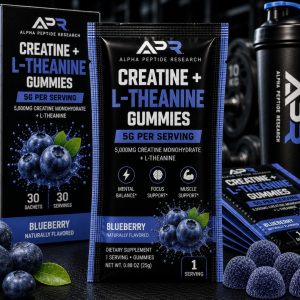 Creatine + L-Theanine Gummies 5g Blueberry individual sachet with 5,000mg creatine monohydrate per serving.