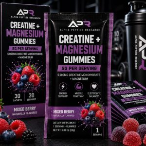 Creatine + Magnesium Gummies 5g Mixed Berry individual sachet with 5,000mg creatine monohydrate per serving.