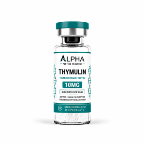 Alpha Peptide Research Thymulin 10mg thymic research peptide vial with teal Healing Peptides branding.
